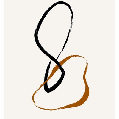 Poster Fine Line Figures - Brown & Black - 30x40 cm - 30x40 cm