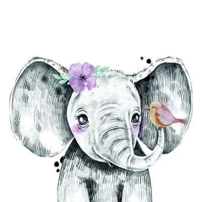 Affiche Nursery Elephant - 30x40 cm - 30x40 cm