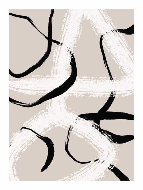 Poster Abstract Art Print - Black White - 30x40 cm
