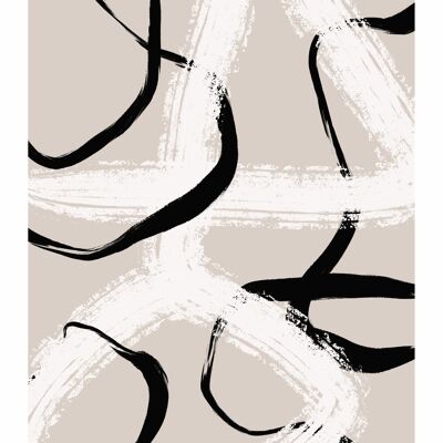 Poster Impression d'Art Abstrait - Noir Blanc - 30x40 cm