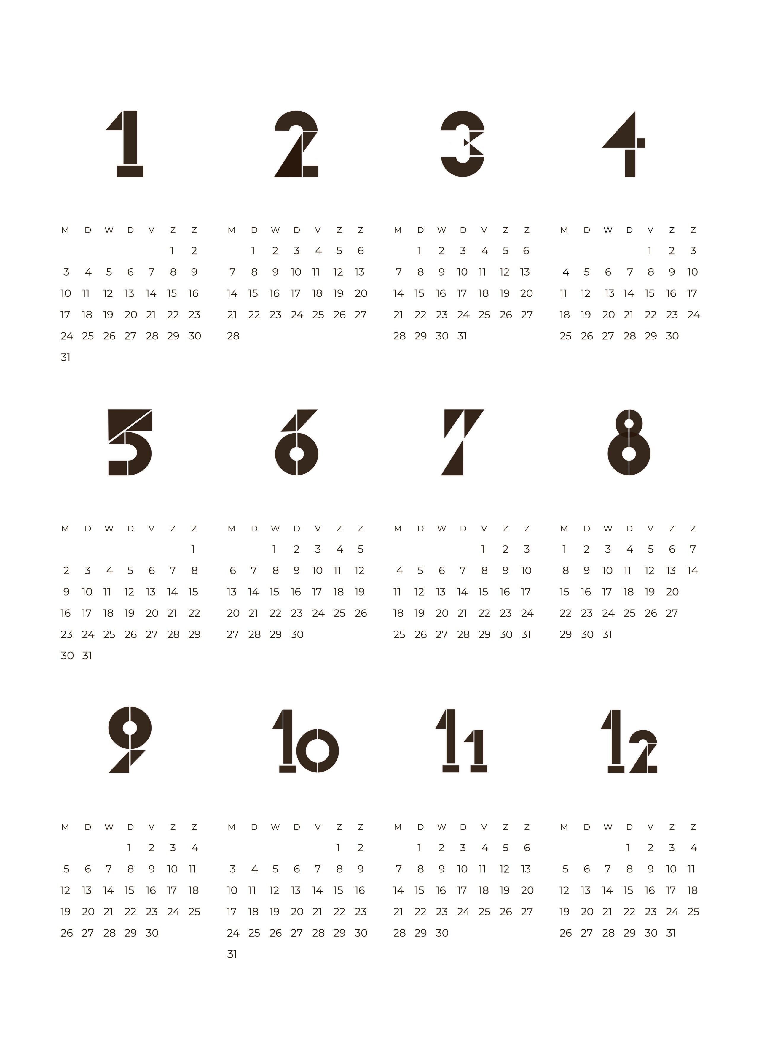 Affiche Calendrier Annuel 2022 - 30x40 cm