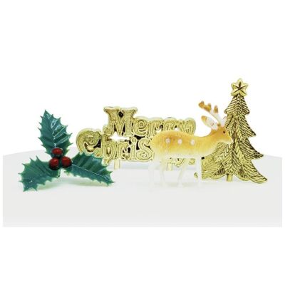 Golden Reindeer Scene Decorating Kit