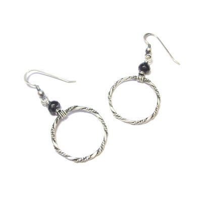 Ethnic Tupi Onyx Earrings Silver 925