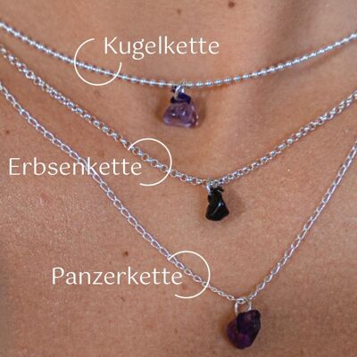 Gesteinskette Prehnite - Kugelkette - silber