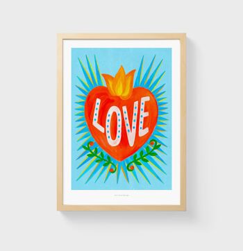 Coeur d'amour mexicain A3 | Affiche d'illustration Impression artistique 1