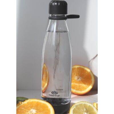 Happy-to-go | Tritan® Wasserlasche BPA frei - Dein umweltfreundlicher Wegbegleiter - Pearlblack