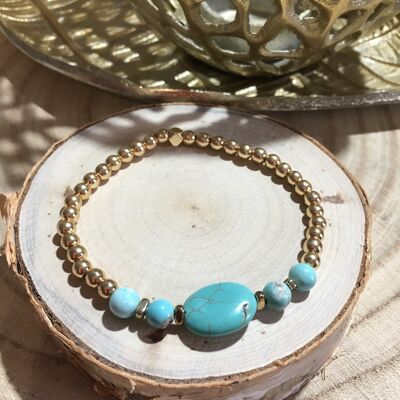 Bracelet in Turquoise Stone and Golden Hematites