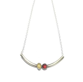 Collier Duo Grenat Et Labradorite Argent 925 2