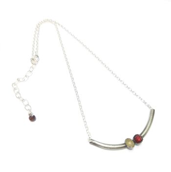 Collier Duo Grenat Et Labradorite Argent 925 3