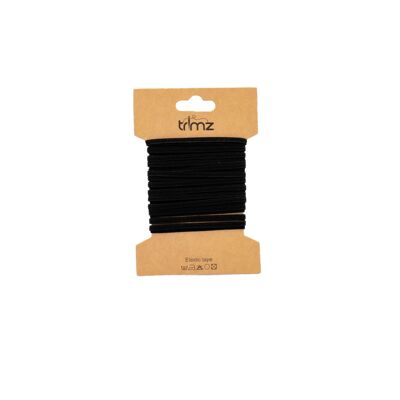Elastic Tape - 3mm Black x 5mtrs on a cardboard card