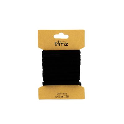 Elastic Tape - 6mm Black x 5mtrs on a cardboard card