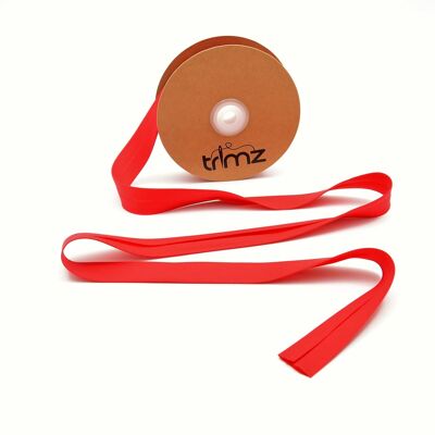Trimz  - Poly Cotton Bias Binding 25mm x 20mtrs Red - on a Biodegradeable Cardboard Reel