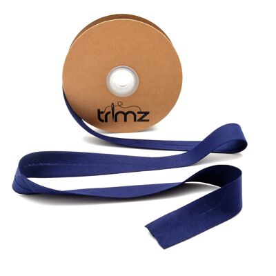 Trimz  - Poly Cotton Bias Binding 25mm x 20mtrs Navy - on a Biodegradeable Cardboard Reel