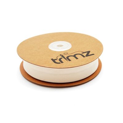 Trimz  - Poly Cotton Bias Binding 25mm x 20mtrs Ivory - on a Biodegradeable Cardboard Reel