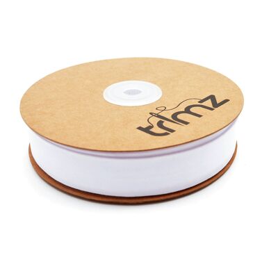Trimz  - Poly Cotton Bias Binding 25mm x 20mtrs White - on a Biodegradeable Cardboard Reel