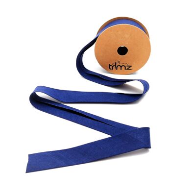 Trimz  - Poly Cotton Bias Binding 25mm x 5mtrs Navy - on a Biodegradeable Cardboard Reel