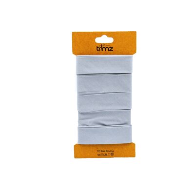 Trimz  - Poly Cotton Bias Binding 25/10/10mm x 5mtrs - Grey - on 5mtr 'Trimz' card