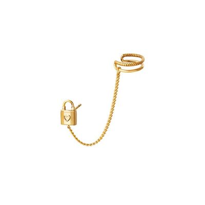 Ear cuff met ketting en slotje | Goud