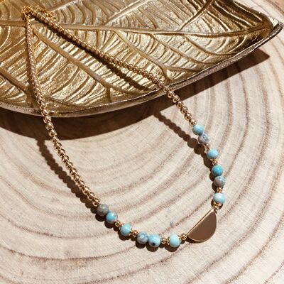 Turquoise Stone and Golden Hematite Choker Necklace