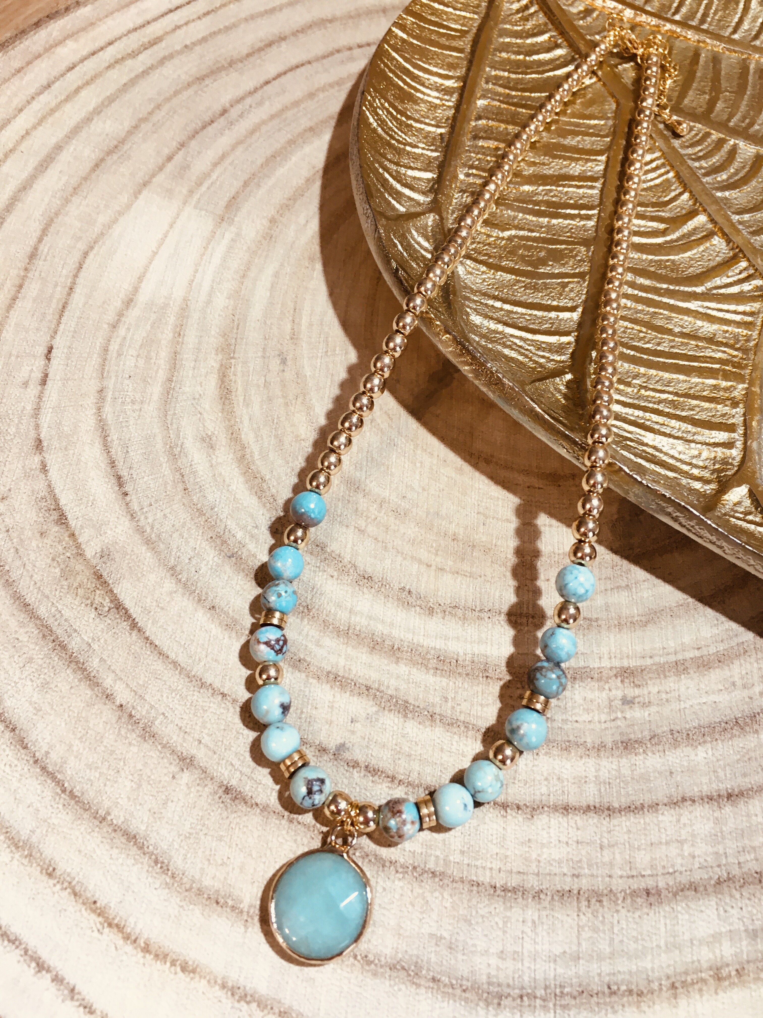 Turquoise stone choker necklace and Turquoise pendant