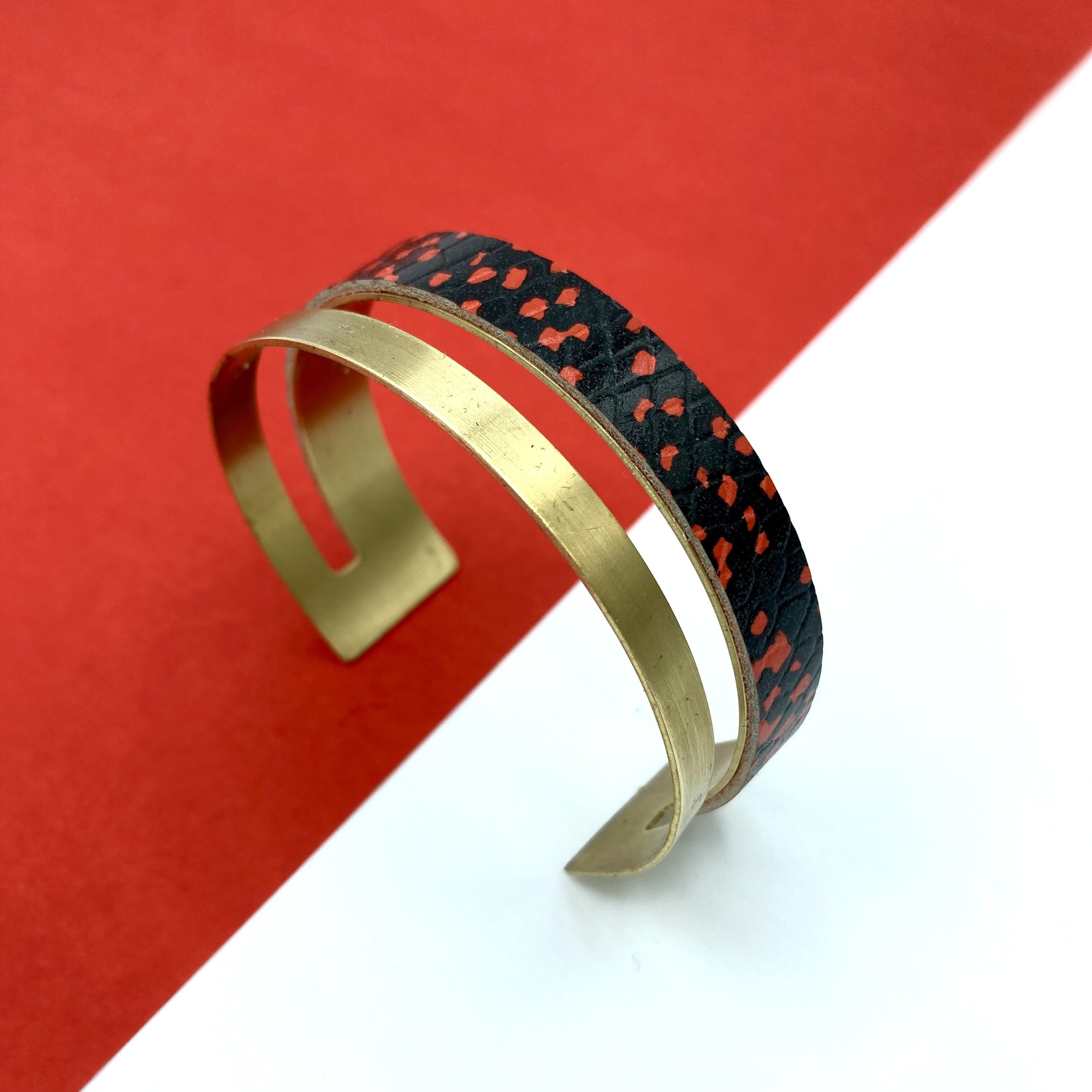 Brazalete de pitón rojo y negro Agathe