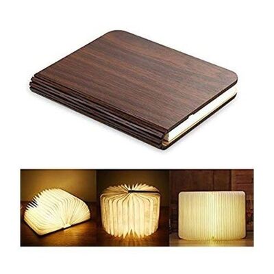 Lampada da libro in legno - Noce di piccole dimensioni - Illuminazione bianca calda