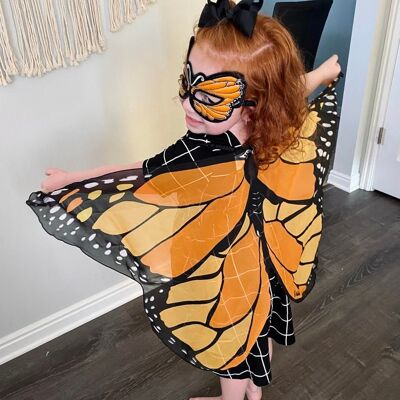 Orange monarch butterfly wings + mask