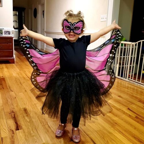 Pink monarch butterfly wings + mask