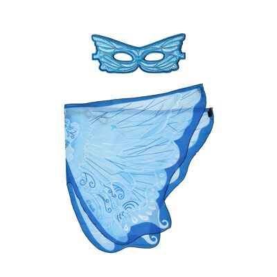 BLAUE FEENFLÜGEL + MASKE