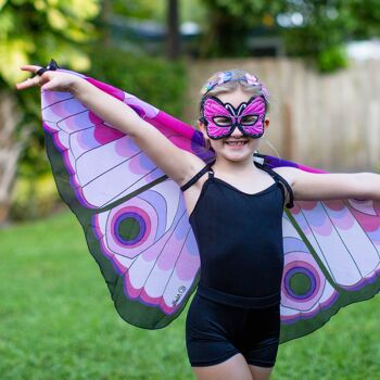 PAPILLON ROSE AVEC YEUX AILES + MASQUE 2