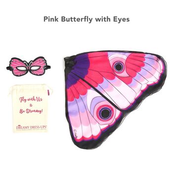 PAPILLON ROSE AVEC YEUX AILES + MASQUE 5