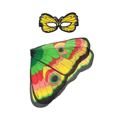 PAPILLON JAUNE AVEC YEUX AILES + MASQUE