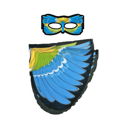 Blue-winged warbler bird wings + mask