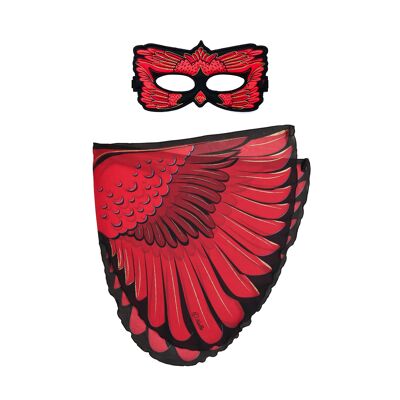 Red cardinal bird wings + mask