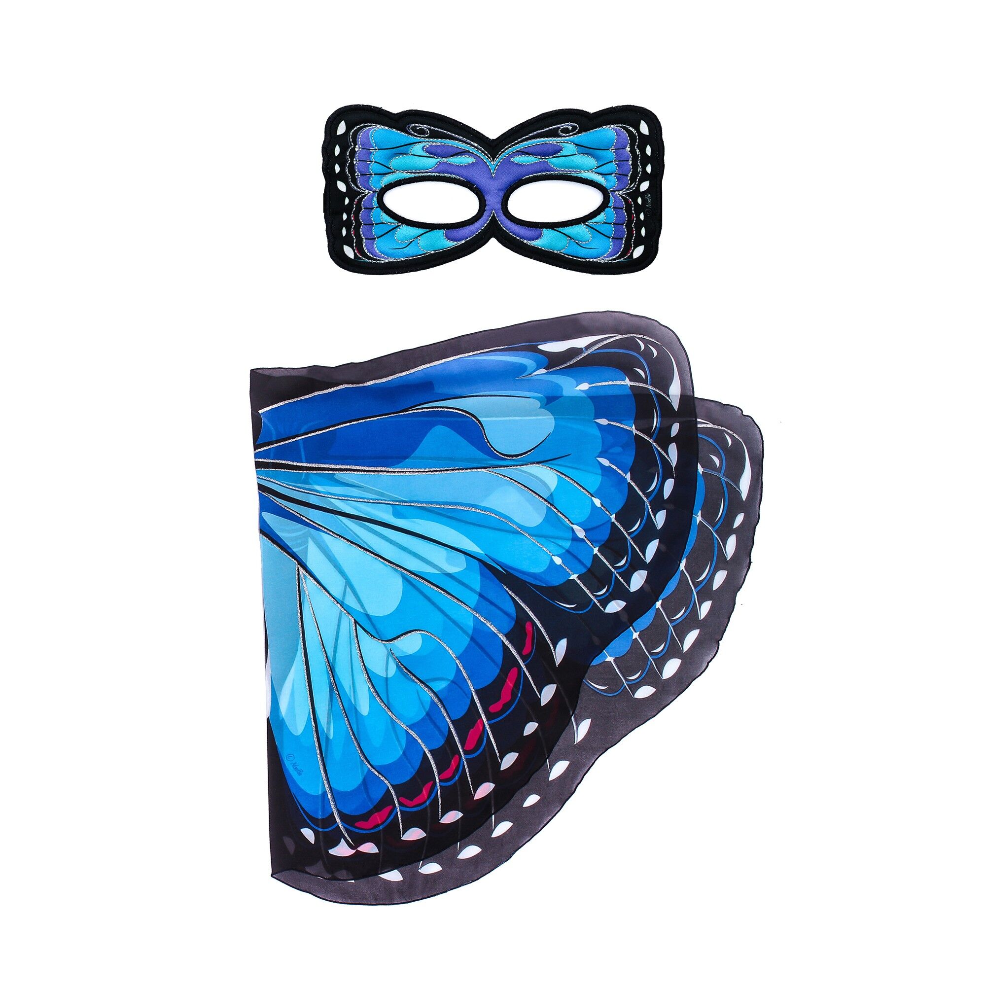 ALI DI FARFALLA MORPHO BLU + MASCHERA