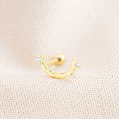 Constellation barbell sterling silver post earring plated in Gold