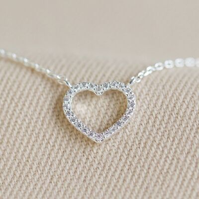 Crystal outline heart necklace