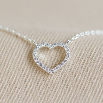 Collier coeur contour cristal