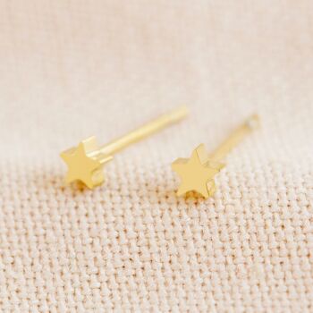Boucles d'oreilles minuscules étoiles en acier inoxydable en or
