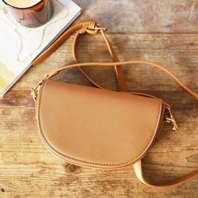 Tan Half Moon Handbag