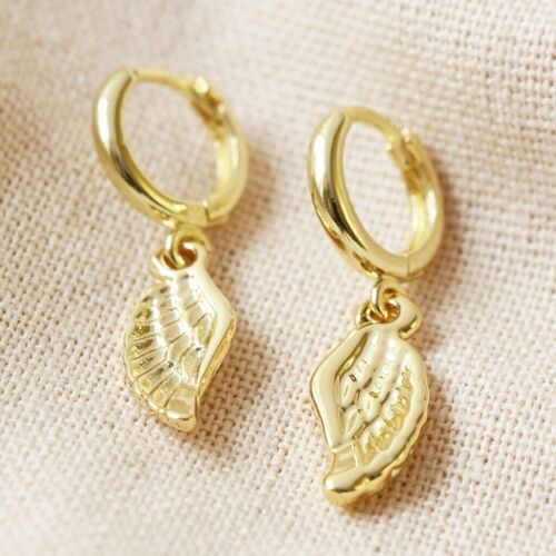 Gold wing huggie earrings