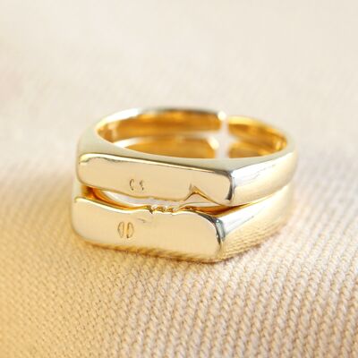 Kussgesicht Set mit 2 Ringen in Gold