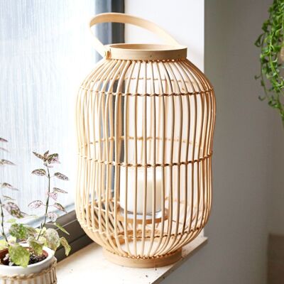 Rattan Lantern with Candleholder H37cm