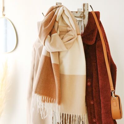 Super Soft Lightweight Beige and Camel Scarf