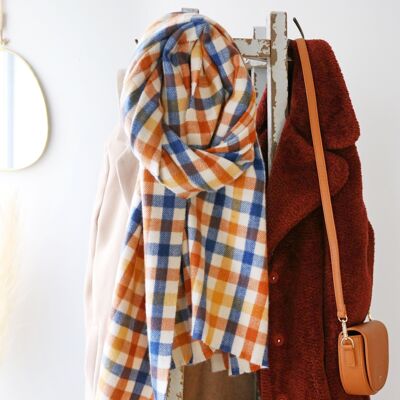 Blue and Yellow Check Scarf