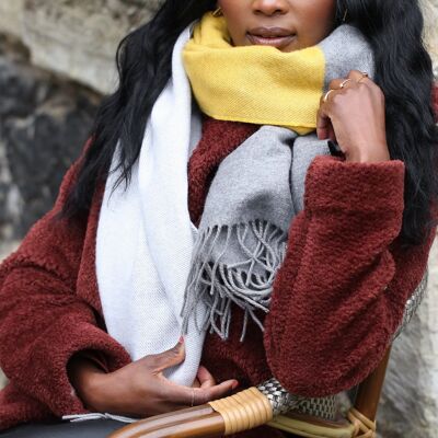 Heavy Knit Grey and Mustard Scarf