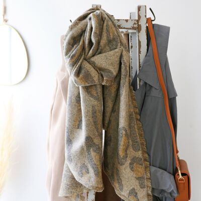 Beige Leopard Print Lightweight Scarf