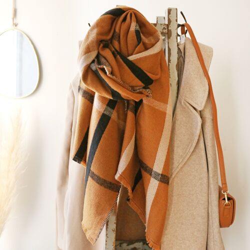 Terracotta Check Reversible Scarf