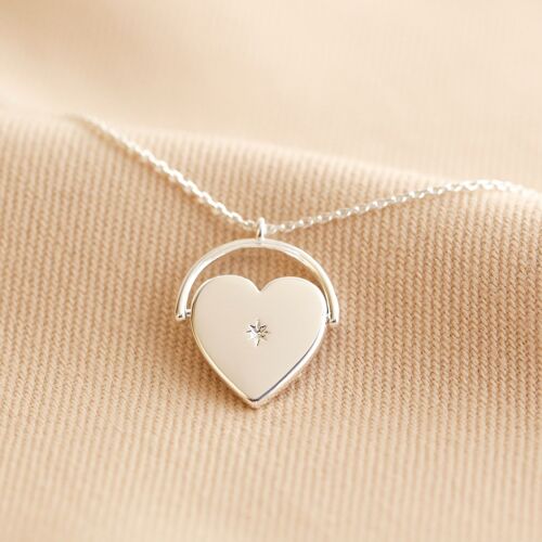 Spinning Heart Necklace In Silver