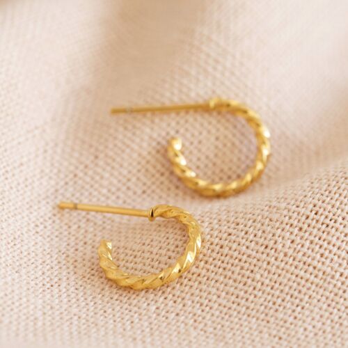 Twisted Mini Stainless steel Hoops In Gold